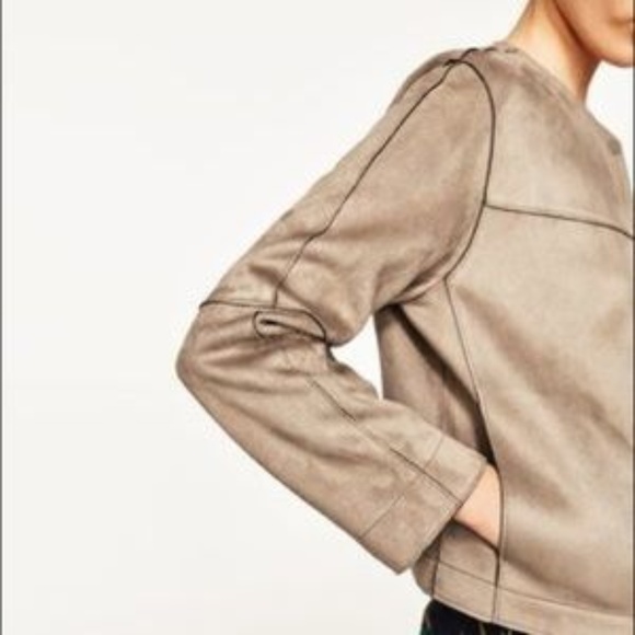 ZARA BASIC Suede Effect Jacket Size S - 36